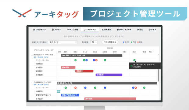 設計事務所のための新しいDXソフトウェア、アーキタッグ『プロジェクト管理ツール』を登録無料・月額無料で提供開始 のサムネイル画像